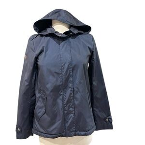 Cole Haan Packable Hooded Rain Jacket Lined Navy Blue SZ XS